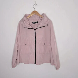 Zara hooded raincoat jacket in Powder Pink